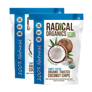 Radical Organics Simply Salted Toasted Coconut Chips 2 Pack (80g per Pack)