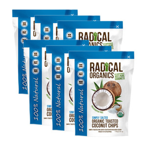 Radical Organics Simply Salted Toasted Coconut Chips 6 Pack (80g per Pack)