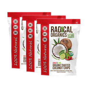 Radical Organics Chili And Lime Toasted Coconut Chips 3 Pack (80g per Pack)