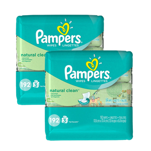 Pampers Natural Clean Baby Wipes 2 pack (192's per pack)