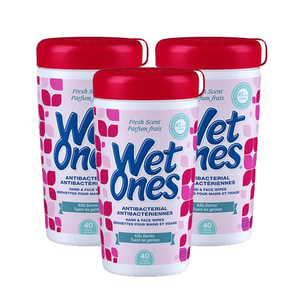 Wet Ones Antibacterial Wipes 3 Pack (40's per pack)