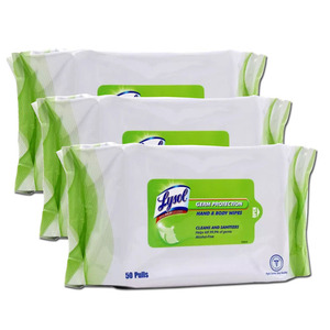 Lysol Hand And Body Wipes 3 Pack (50's per pack)