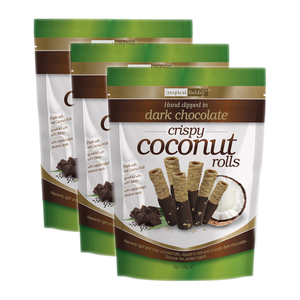 Tropical Fields Dark Chocolate Crispy Coconut Rolls 3 Pack (397g per Pouch)