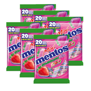 Mentos Mini Rolls Strawberry Mix 6 Pack (20's per pack)