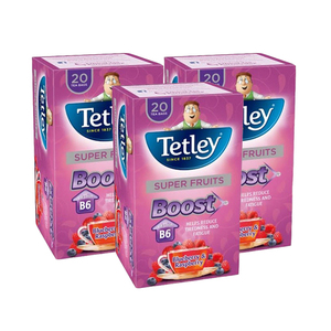 Tetley Super Fruits Boost Bluebery & Raspberry 3 Pack (20's per pack)
