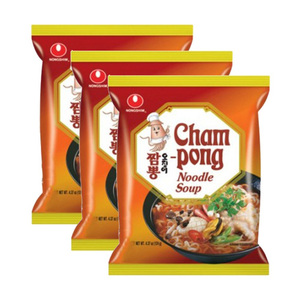 Nongshim Cham Pong Noodle Soup 3 Pack (124g per Pack)