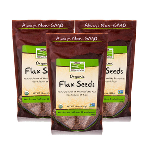 Now Foods Organic Flax Seeds 3 Pack (454g per pack)