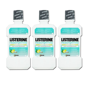 Listerine Healthy White Natural lemon Mouthwash 3 Pack (500ml per pack)