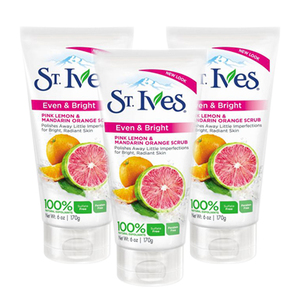 St. Ives Even & Bright Pink Lemon & Mandarin Orange Face Scrub 3 Pack (170g per Tube)