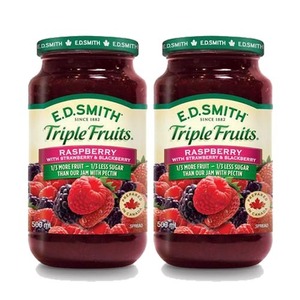 E.D. Smith Triple Fruits Raspberry with Strawberry & Blackberry 2 Pack (500ml per Jar)