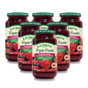 E.D. Smith Triple Fruits Raspberry with Strawberry & Blackberry 6 Pack (500ml per Jar)