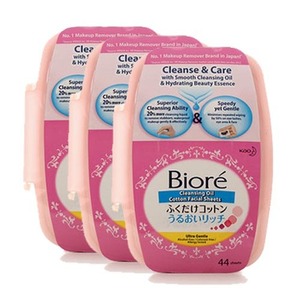 Biore Cleansing Oil Facial Cotton Sheets with Case 3 Pack (44's per Case)