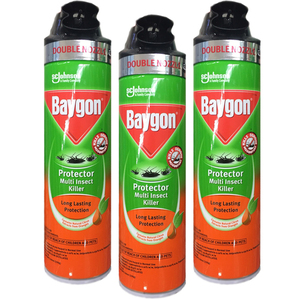 Baygon Protector Multi Insect Killer - Double Nozzle 3 Pack (500ml Per Bottle)